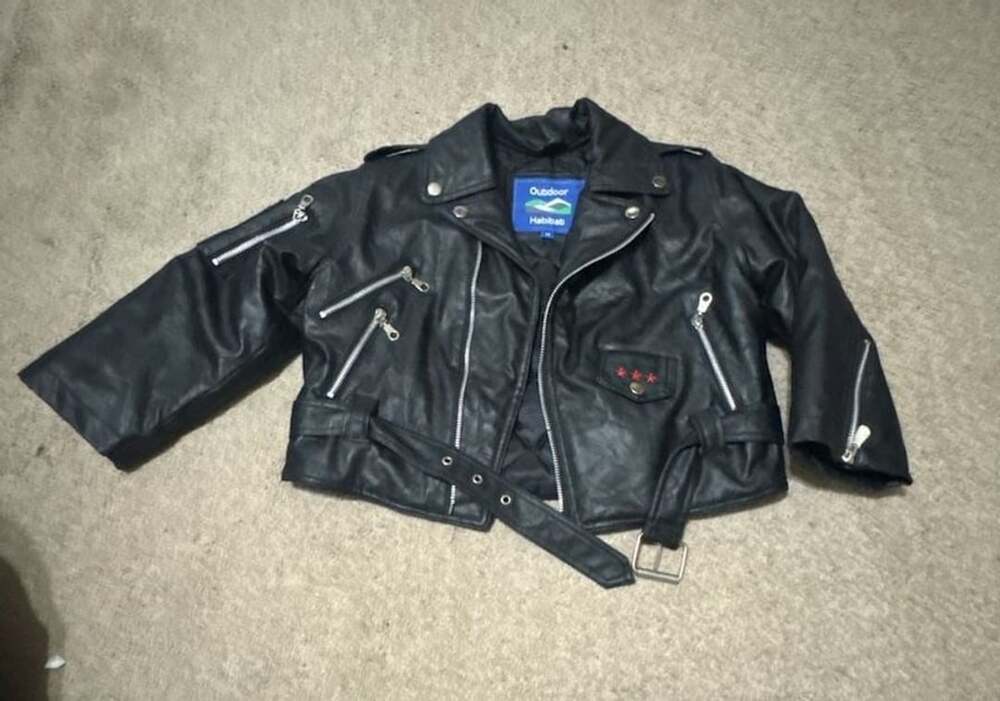 Outdoor Habitat Motorcycle Jacket Size 7T Black Faux Leather USA Eagle